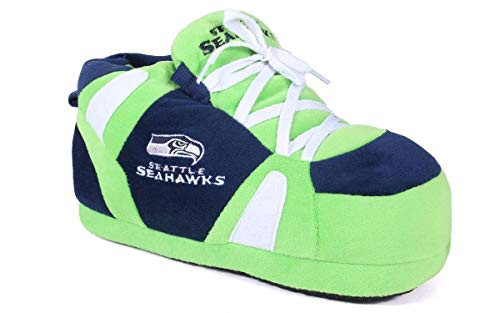 SEA01 2   Seattle Seahawks   Medium   Happy Feet   Comfy Feet NFL Slippers