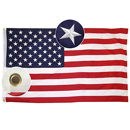 Lixure American Flag 5x8 Foot Nylon Embroidered Stars Sewn Stripes 4 Rows of Lock Stitching USA Banner Flags with Brass Grommets 210D Quality Oxford Nylon Lixure American Flag 5x8 Foot Nylon Embroidered Stars Sewn Stripes 4 Rows of Lock Stitching USA Banner Flags with Brass Grommets 210D Quality Oxford Nylon