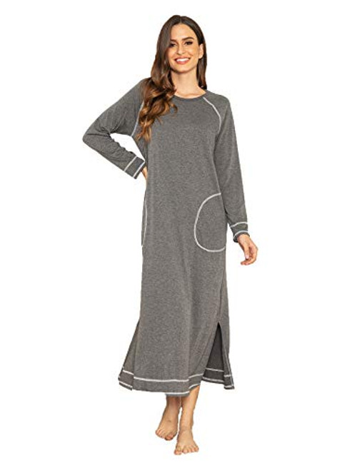 Ekouaer Sleepwear Long Sleeve Nightgown Soft Nightshirt Pajama Dress Loungewear for Women Grey Ekouaer Sleepwear Long Sleeve Nightgown Soft Nightshirt Pajama Dress Loungewear for Women Grey