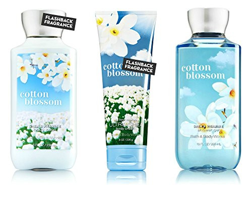 Bath   Body Works Cotton Blossom Body Cream  Shower Gel and Body Lotion Gift Set