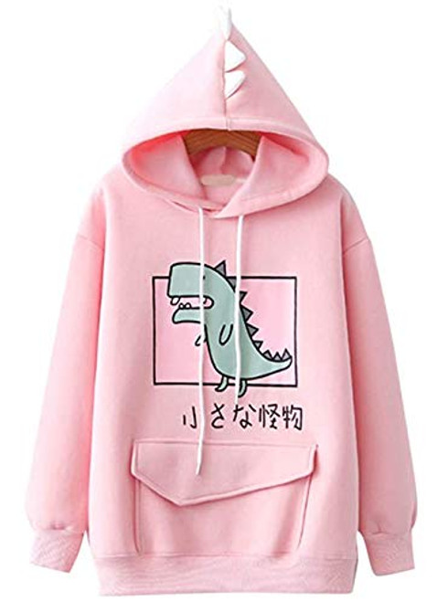 CRB Fashion Womens Teens Animal Anime Cute Emo Dinosaur Cosplay Cartoon Shirt Hoodie Hoody Top Jumper Sweater  Pink Dino