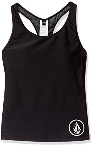 Volcom Women s Plus Size Junior s Simply Solid Racerback Sporty Tankini Top  Black  24