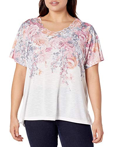 Alfred Dunner Women s Petite Floral Yoke Top  Multi  PL