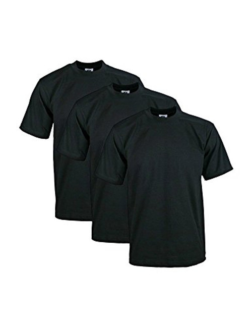 Pro Club Men s Heavyweight Cotton Short Sleeve Crew Neck T Shirt  Medium  Black  3 Pack