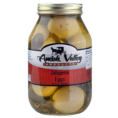 Amish Valley Products Jalapeno Eggs Quart Glass Jar  2 QT Jars   32 OZ