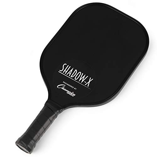 Champion Sports Fiberglass Pickleball Paddle  ShadowX Pickleball Paddle   Indoor or Outdoor Pickle Ball Paddles   Black Black Racket  7 7 8 oz
