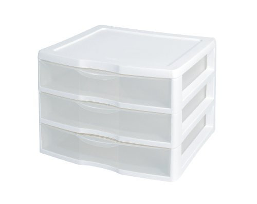 Sterilite 3-Drawer Organizer - ClearView Wide 2093 (White / Clear) (10.25"H x 14.5"W x 14.25"D)