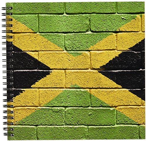3dRose db_156913_1 National Flag of Jamaica Painted Onto a Brick Wall Jamaican Drawing Book, 8 by 8-Inch