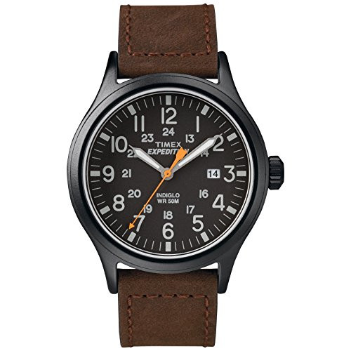 Timex Men s TW4B12500 Expedition Scout 40mm Brown Black Leather Strap Watch Timex Men s TW4B12500 Expedition Scout 40mm Brown Black Leather Strap Watch