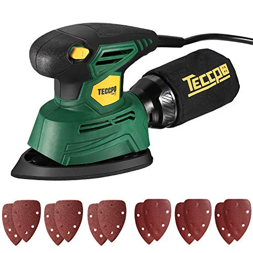 TECCPO Compact Mouse Detail Sander with 12Pcs Sandpapers  14 000 OPM Multi Function Sander  Efficient Dust Collection System  Ideal for Sanding  DIY TAMS22P