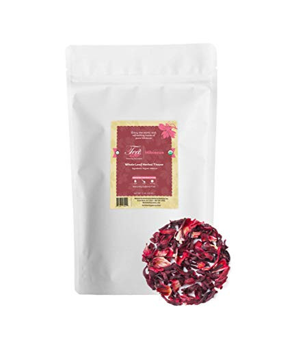 Heavenly Tea Leaves Organic Hibiscus  Bulk Loose Leaf Herbal Tea  1 Lb  Resealable Pouch