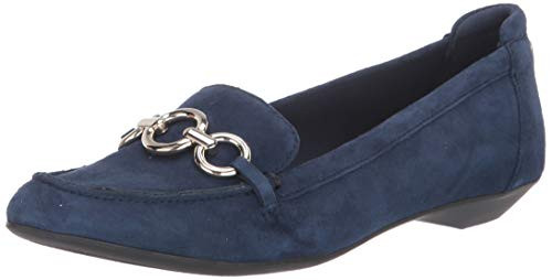 Anne Klein Women s Ola Loafer Flat  Navy Suede  8 M US