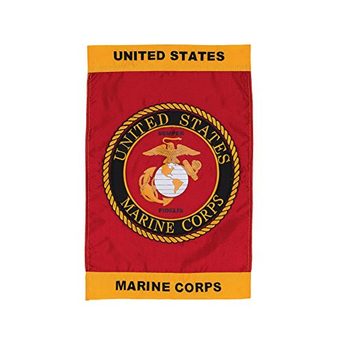 In the Breeze U.S. Marine Corps Emblem Garden Flag - Military Service Flag - Embroidered and Appliqué Design