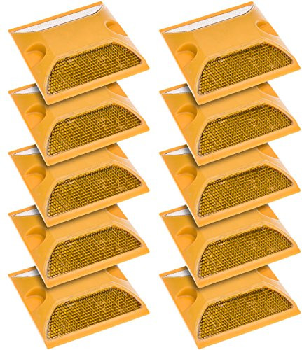 10 Pack Commercial Reflective Road Pavement Marker   Reflective Driveway Marker  Yellow