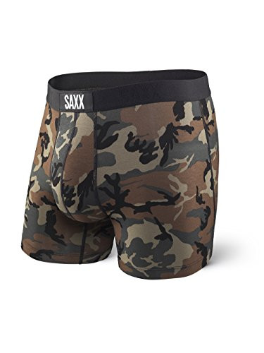 Saxx Underwear Men s Boxer Briefs  Vibe Mens Underwear  Boxer Briefs with Built in Ballpark Pouch Support  Underwear for Men Woodland Camo Medium