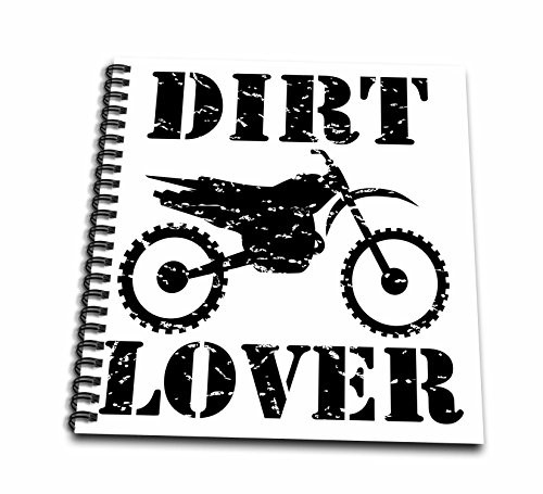 3dRose db_180549_1 Distressed Illustration of a Dirt Bike with Dirt Lover Black Text Drawing Book, 8 x 8"