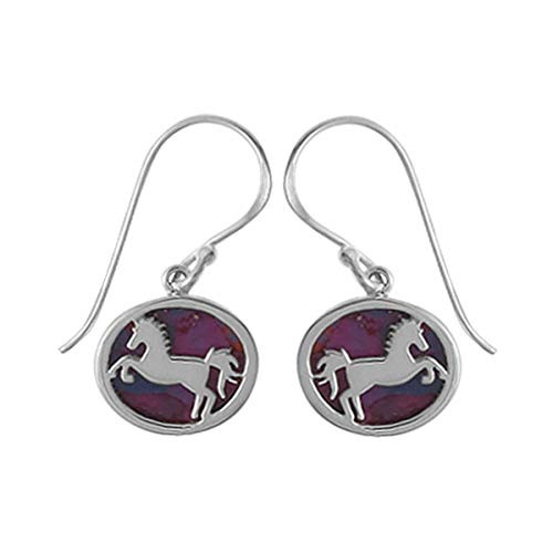 Boma Sterling Silver Horse Purple Turquoise Earrings