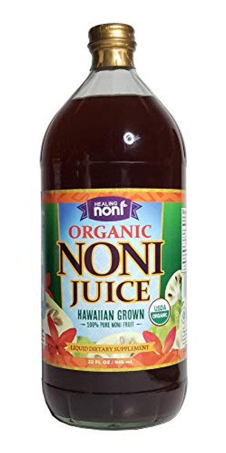 Healing Noni   100 Pure Organic Hawaiian Noni Juice   32oz Glass Bottle