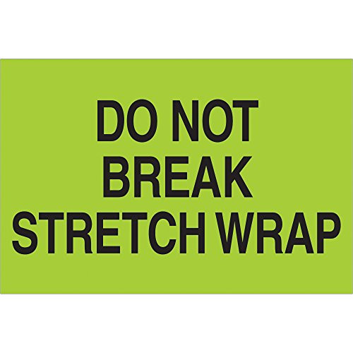 Do Not Break Stretch Wrap  Labels Stickers  2  x 3   Fluorescent Green  500 Labels Per Roll  1 Roll