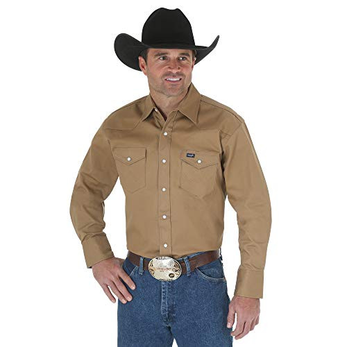 Wrangler Men s Authentic Cowboy Cut Work Western Long Sleeve Firm Finish Shirt Rawhide XX Large