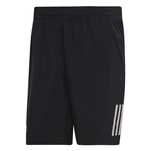 adidas mens Club 3 Stripes Regular Fit 9 Inch Quarter Length Tennis Club Shorts  Black White  Large