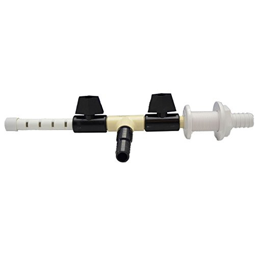 Johnson Pumps 91351 00 14 5 Inch Aerator Head with 3 4 Inch Thru Hull  2 Shut Off Valves  Open Tee and 3 4 Inch Barb
