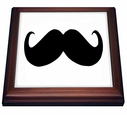 3dRose Retro Handlebar Moustache Trivet with Ceramic Tile  8 by 8   Brown