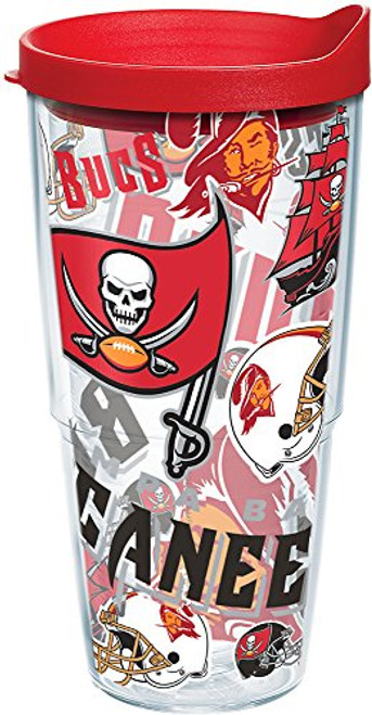 Tervis 1238893 NFL Tampa Bay Buccaneers All Over 24 oz Tumbler with lid Clear Tervis 1238893 NFL Tampa Bay Buccaneers All Over 24 oz Tumbler with lid Clear