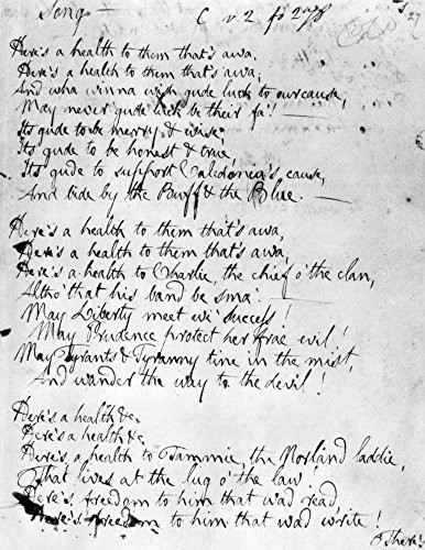 Robert Burns Song NHereS A Health To Them ThatS Awa The Holograph Manuscript Of The Song Written By Burns In Support Of The Whigs About The End Of 1792 Poster Print by  18 x 24
