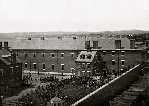 Washington DC Execution of the conspirators scaffold in use and crowd in the yard seen from the roof of the Arsenal Poster Print  18 x 24