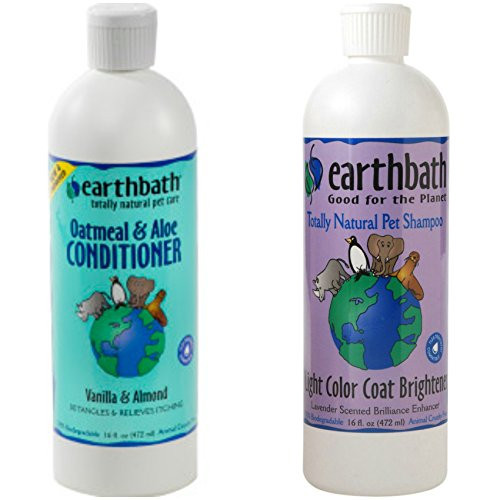 Earthbath Light Color Coat Brightener Shampoo for Dogs and Cats  Lavender Scent  16 Ounces Oatmeal and Aloe Conditioner for Dogs and Cats  Vanilla and Almond Scent 16 Ounces