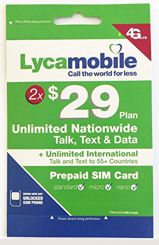 Lycamobile 29 Plan Preloaded Sim Cards Include 2 Month Service Plan