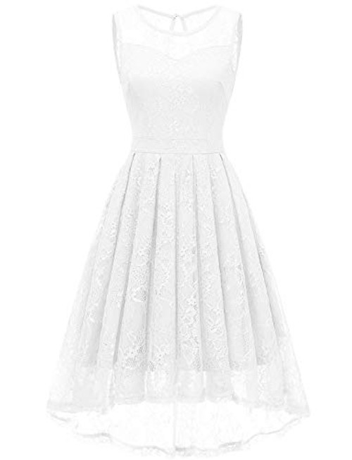 Gardenwed Women s Vintage Floral Lace Cocktail Formal Swing Dress Hi Lo Bridesmaid Dress Sleeveless White M Gardenwed Women s Vintage Floral Lace Cocktail Formal Swing Dress Hi Lo Bridesmaid Dress Sleeveless White M