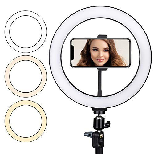 LED Ring Light 10  Selfie Dimmable Desk Makeup Ring Light  Perfect for Live Streaming  TikTok  YouTube Video  Photography Compatible with Phone Holder