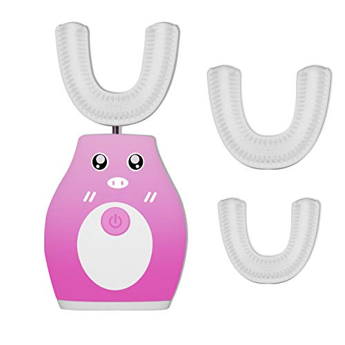 Kids Ultrasonic Automatic Toothbrush 360° Autobrush for Toddlers Children with 2 Brush Heads U Shaped Auto Brush Strong Vibration Electric Toothbrush for 2 12 Years Old Boys Girls Pink Kids Ultrasonic Automatic Toothbrush 360° Autobrush for Toddlers Children with 2 Brush Heads U Shaped Auto Brush Strong Vibration Electric Toothbrush for 2 12 Years Old Boys Girls Pink