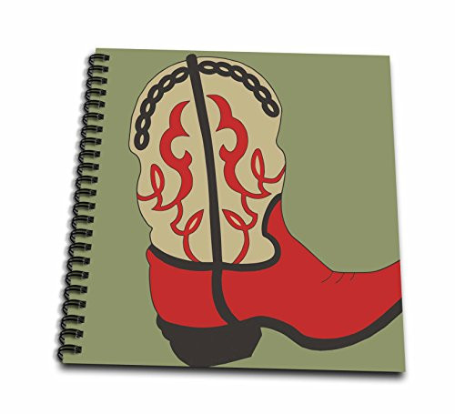 3dRose db_38369_1 Red Cowboy Boot-Drawing Book, 8 by 8-Inch