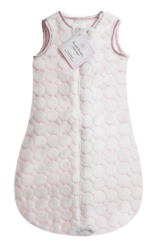 SwaddleDesigns Microfleece Sleeping Sack with 2 Way Zipper  Pastel Pink Puff Circles  12 18MO