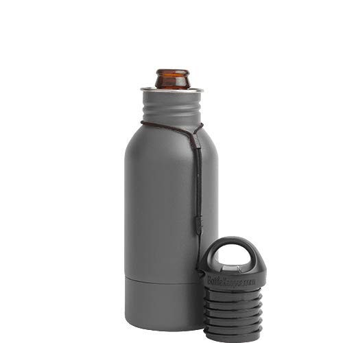 BottleKeeper   The Stubby 2 0   The Original Stainless Steel Bottle Holder and Insulator to Keep Your Beer Colder  Charcoal