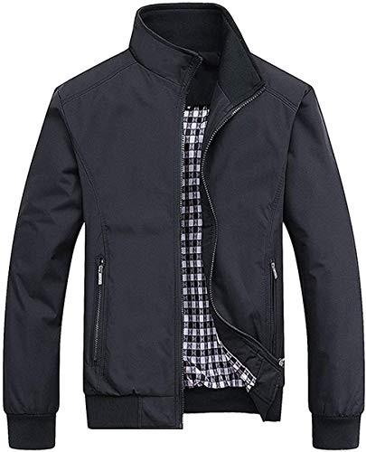 PERDONTOO Men s Slim Fit Lightweight Softshell Flight Bomber Jacket Coat  Large  Black
