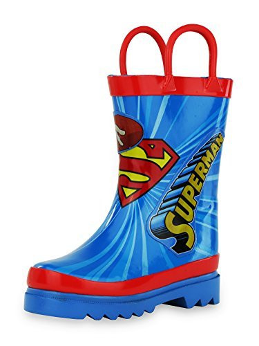 DC Comics Superman Boy s Rain Boots   Size 11 Little Kid Blue and Red