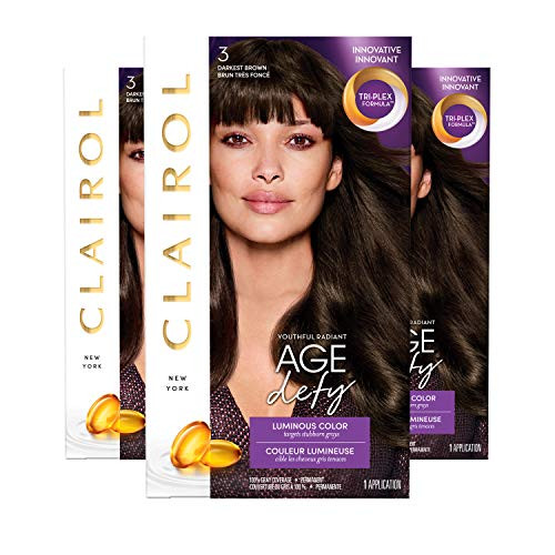 Clairol Age Defy Permanent Hair Color  3 Darkest Brown  3 Count