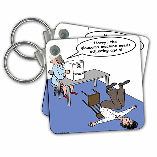 3dRose Eye Doctor - Glaucoma Test - Key Chains, 2,25 x 2,25", Set of 4 (kc_2767_2)