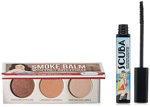 theBalm Scuba Black Mascara   Smoke Balm Eyeshadow Palette  Suits Sensitive Face   Eyes  Long Lasting  Travel Size  Multicolor  1 76 ounces
