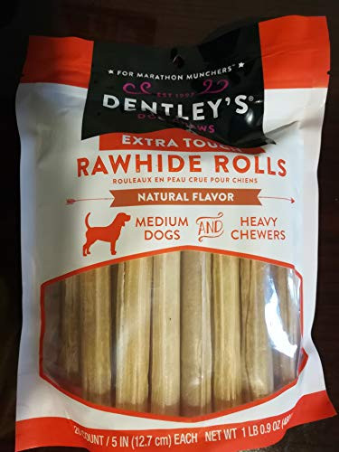 Dentley s Extra Tough 5  Rawhide Rolls Dog Treats 20 Count