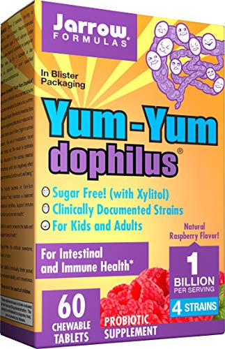 Yum Yum Dophilus  1 Billion Organisms Per 2 Chewables  Intestinal and Immunal Support for Children  60 Count  Cool Ship  Pack of 3