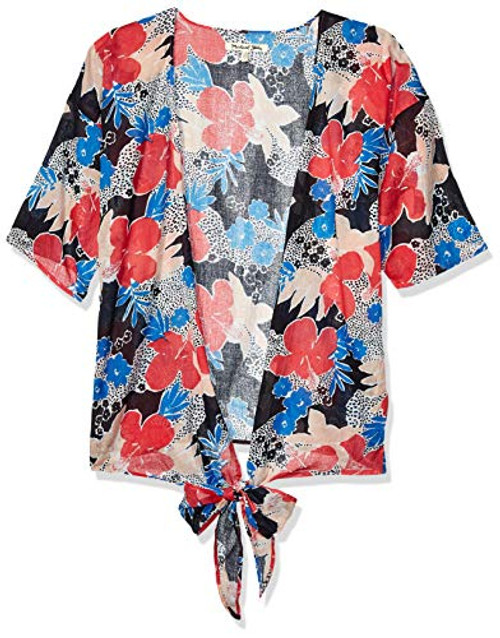 Michael Stars Women s Kiki Ojai Wrap Front Coverup  Multi Floral  One Size