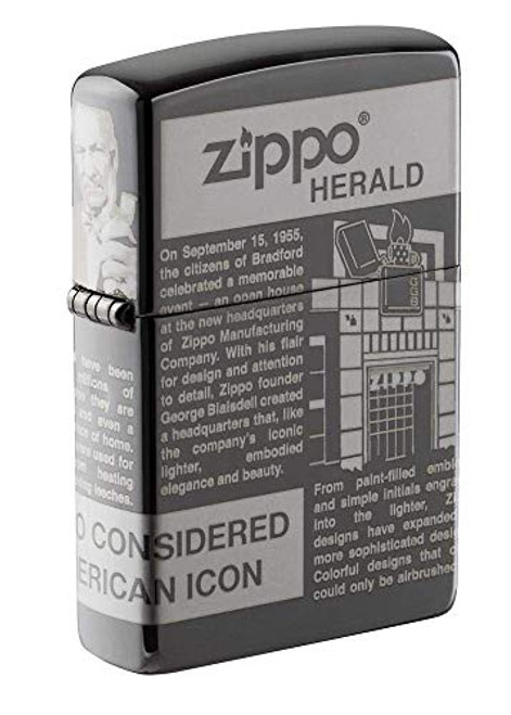 Zippo Newsprint Design Pocket Lighter  Black Ice Newsprint  One Size