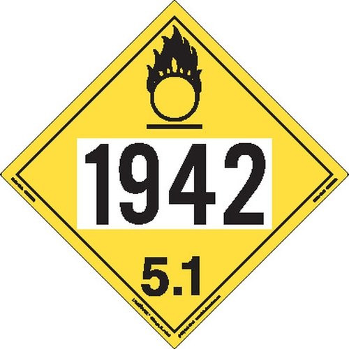 Labelmaster ZVR61942 UN 1942 Oxidizer Hazmat Placard, Removable Vinyl (Pack of 25)