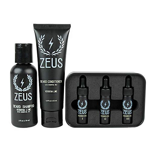 ZEUS Beard Shampoo Beard Conditioner and Beard Oil Sampler Set VERBENA LIME ZEUS Beard Shampoo Beard Conditioner and Beard Oil Sampler Set VERBENA LIME