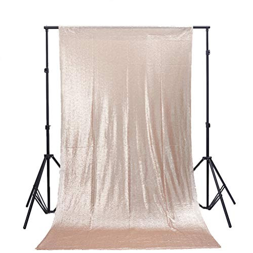 TRLYC Champagne Sequin Wedding Backdrop Sequin Curtain 7FT x 7 5FT